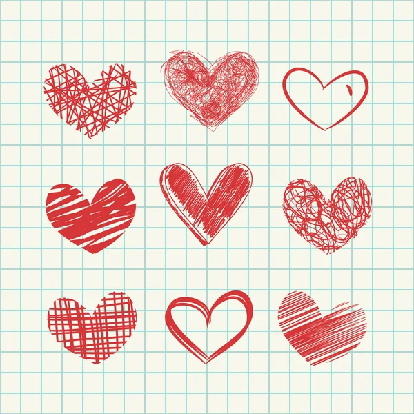 Hand drawn hearts — Stock Vector