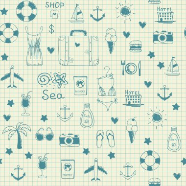 tatil yaz Dikişsiz desen kroki