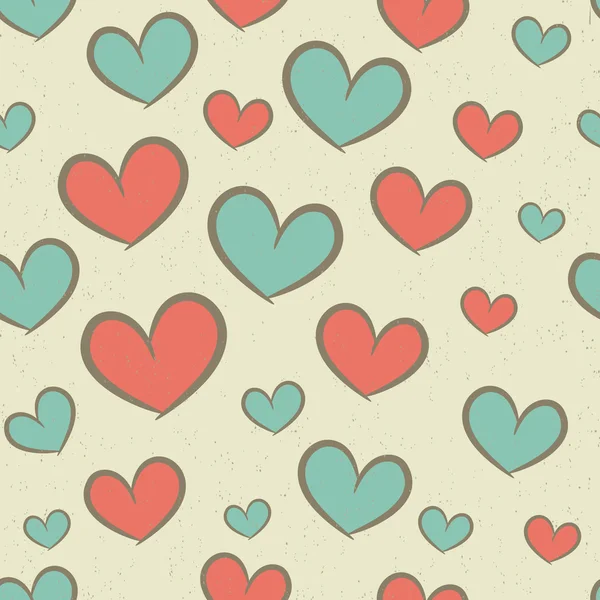 Seamless retro pattern with hearts — Stock Vector