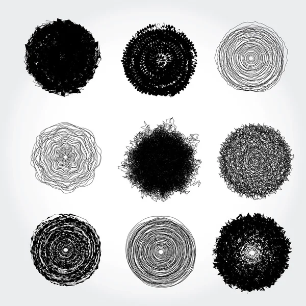 Grunge isolé des textures ou des coups de pinceaux ensemble dessin — Image vectorielle