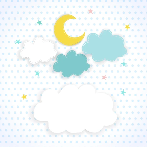 Kinder Hintergrund mit Mond, Wolken und Sterne — Stockvektor