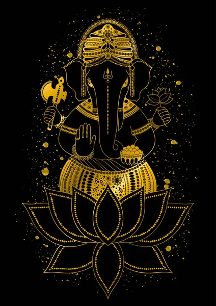 Golden Ganesha vector — Vetor de Stock