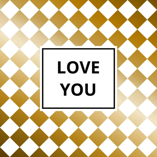 Αγαπώ Ευχετήρια Κάρτα Αφηρημένο Χρυσό Μεταλλικό Διάνυσμα Φόντο Σκακιέρα Μοτίβο — Διανυσματικό Αρχείο