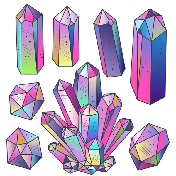 Magic Fairytale Crystals Sketch Hand Drawn Style Colorful Cartoon Isolated Royalty Free Stock Vectors