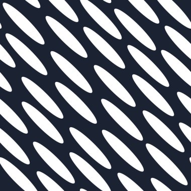 Kusursuz siyah beyaz benekli arka plan. Çapraz elips deseni. Vektör illüstrasyonu.