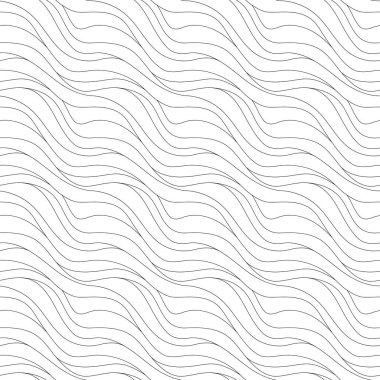 Wave black and white seamless pattern. Thin diagonal lines. Vector illustration.
