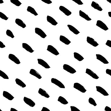 Seamless pattern in naive style, black and white hand drawn doodle textures, dry brush ink art. Vector abstract background.