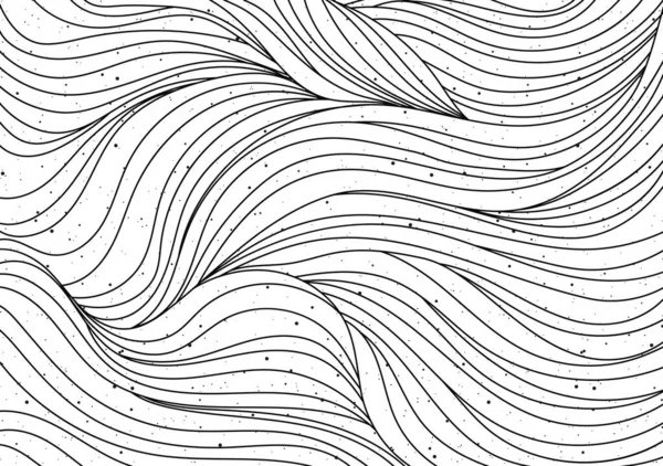 Modèle Onde Lisse Noir Blanc Cheveux Bouclés Mer Motif Océan — Image vectorielle
