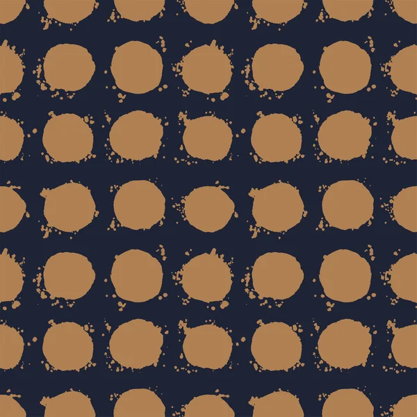 Abstract Brown Dark Blue Seamless Background Hand Drawn Big Polka — Stock Vector