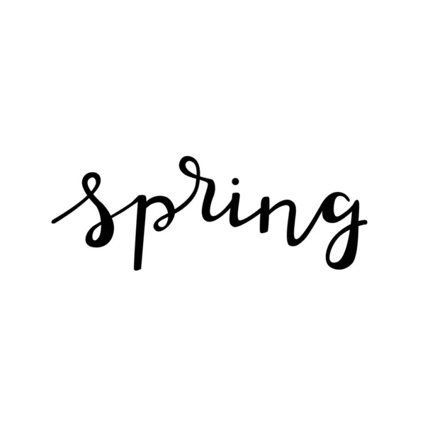 春季手写字体的设计 在白色背景上孤立的装饰字体元素 墨黑书法 矢量说明 — 图库矢量图片