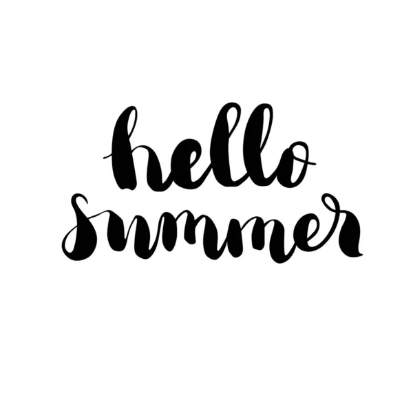 Hello Summer Hand Drawn Brush Pen Lettering Απομονωμένο Φωτογραφία Επικάλυψη — Διανυσματικό Αρχείο