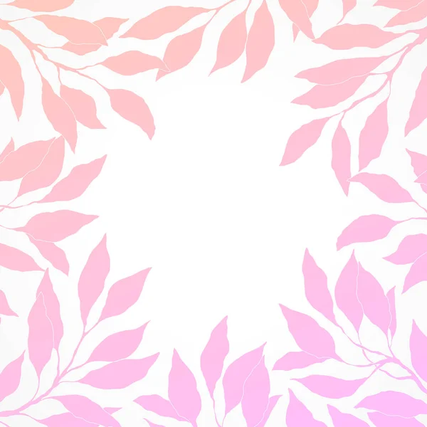 Cadre Avec Une Silhouette Feuilles Roses Sur Fond Blanc Illustration — Image vectorielle