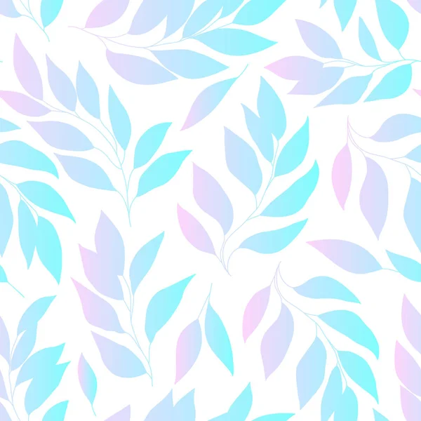 Leaves Gradient Seamless Background Pink Blue Colored Foliage Pattern Vector — Image vectorielle