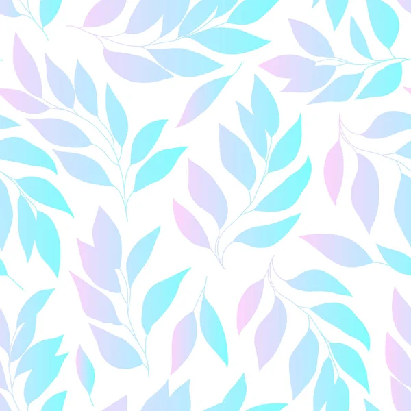 Leaves Gradient Seamless Background Pink Blue Colored Foliage Pattern Vector — стоковый вектор