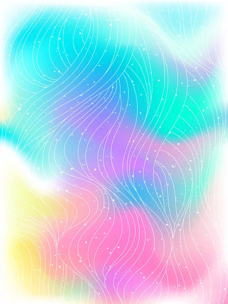 Holographic Abstract Background Waves Vibrant Blue Purple Pink Yellow Color — Vettoriale Stock