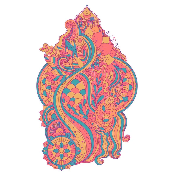 Art Boho Ethnique Avec Feuilles Mandalas Fleur Lotus Élément Décoratif — Image vectorielle