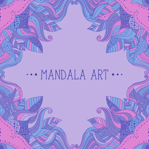 Marco Místico Étnico Con Ojo Mandalas Florales Color Rosa Azul — Vector de stock