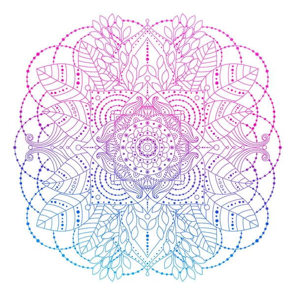 Pink Blue Gradient Colored Mandala Vibrant Floral Decorative Design Element — Stockový vektor