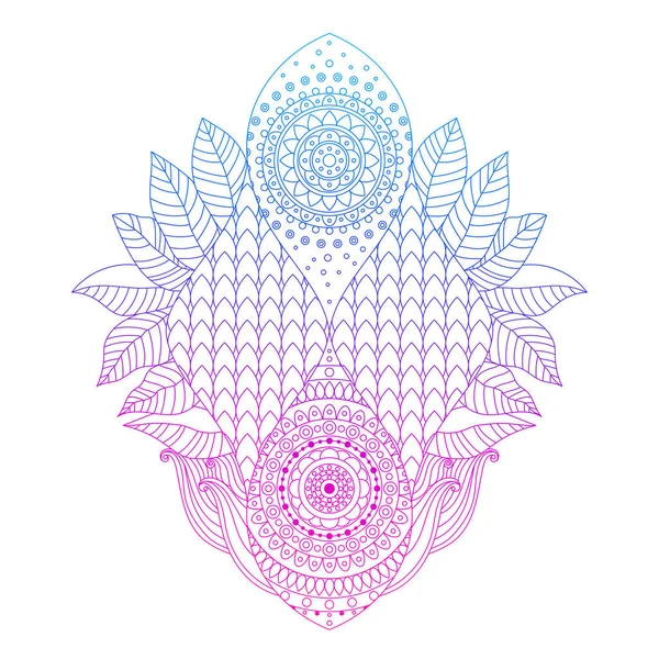 ピンクグラデーション色のアート 白の背景 デザイン要素 ラインアート ベクトルイラストに隔離された ボヘミアンスタイルのタイルパターンの明るい花の装飾 — ストックベクタ