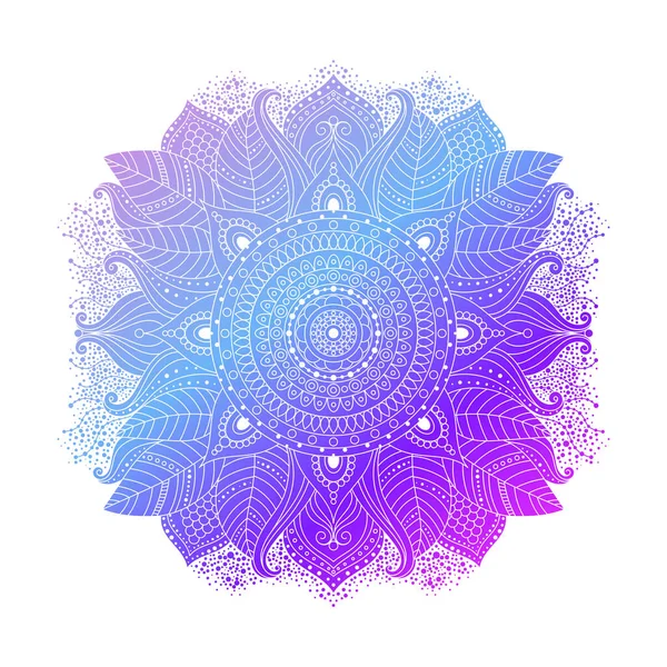 Blue Purple Violet Gradient Coloring Mandala Vibrant Floral Ornament Boho — Stockvektor