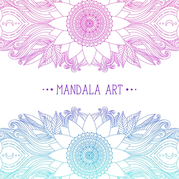 Mandala Disegnato Mano Motivo Floreale Design Etnico Orientale Boho Bordo — Vettoriale Stock