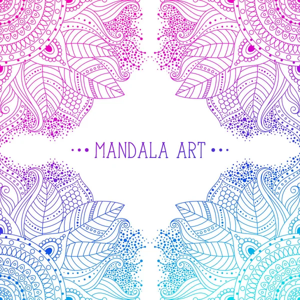 Ethnic Asian Patterns Frame Floral Mandalas Pink Blue Colored Vector Royalty Free Stock Illustrations