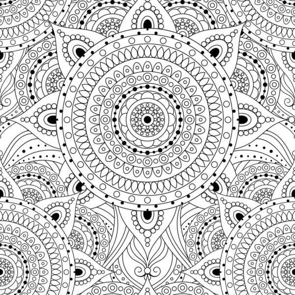 Tribal Vintage Patrón Étnico Sin Costuras Con Mandalas Adorno Azulejos — Vector de stock