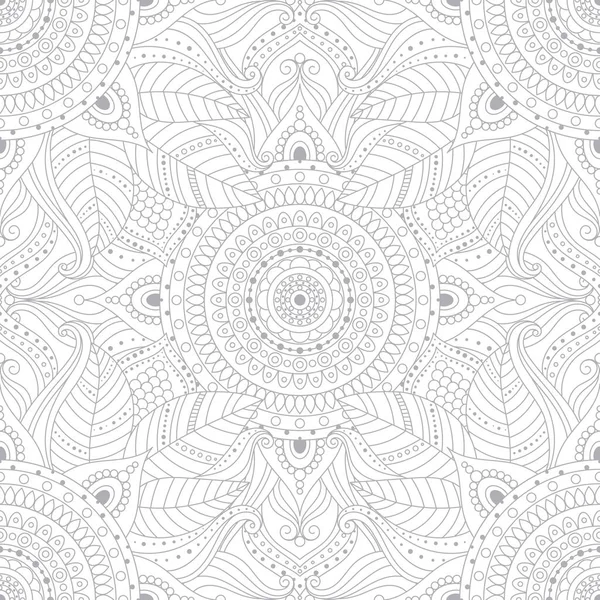 Gray White Ethnic Boho Seamless Pattern Tribal Vintage Background Floral — Stock Vector