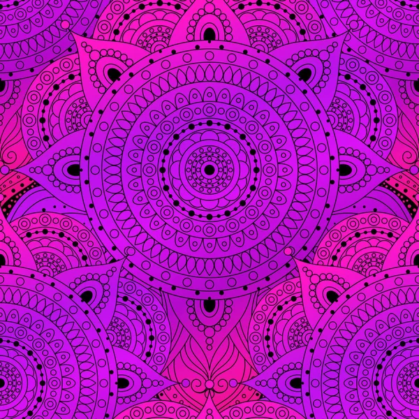 Naadloos Patroon Vector Achtergrond Met Verloop Roze Violet Mandala Etnische — Stockvector