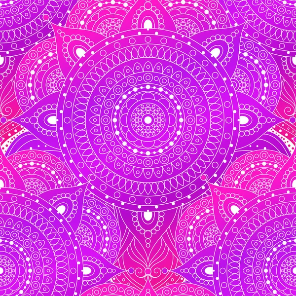 Naadloos Patroon Kant Vector Achtergrond Met Verloop Roze Violet Mandala — Stockvector