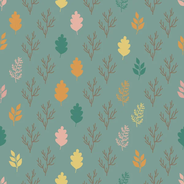 Seamless Pattern Leaves Branches Vector Illustration — Stock Vector