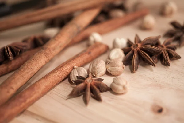 Cinnamon, Cardamon, Star Anise — Stock Photo, Image