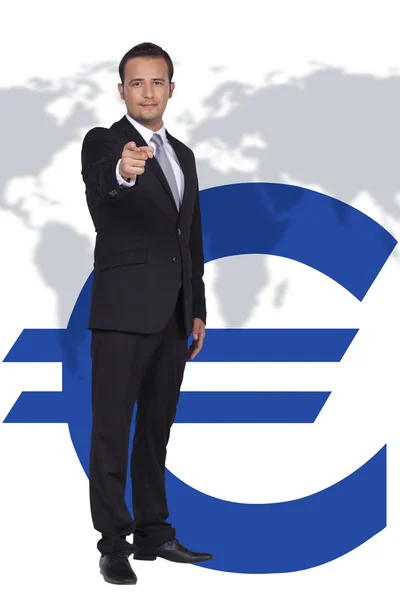 Businessman and world money icons — Stock Photo, Image