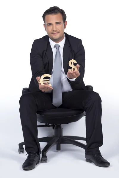Iconos de hombre de negocios y dinero del mundo — Foto de Stock