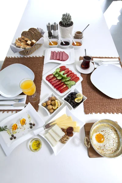 Rich and delicious Turkish breakfast — Stock Photo, Image