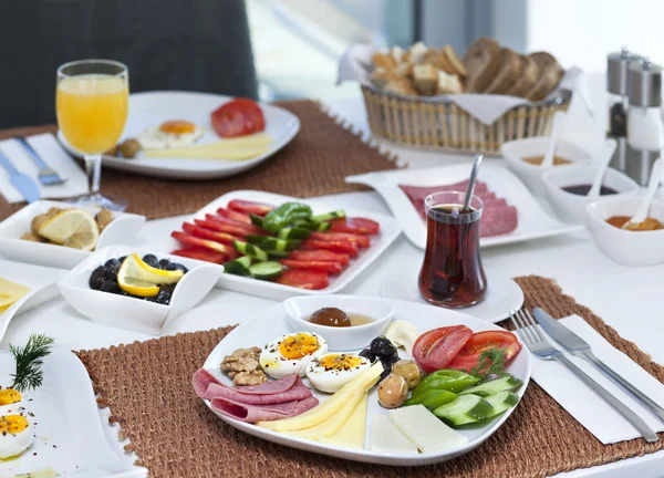 Rich and delicious Turkish breakfast — Stock Photo, Image