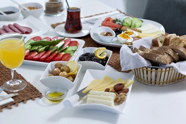 Rich and delicious Turkish breakfast — Stock Photo, Image