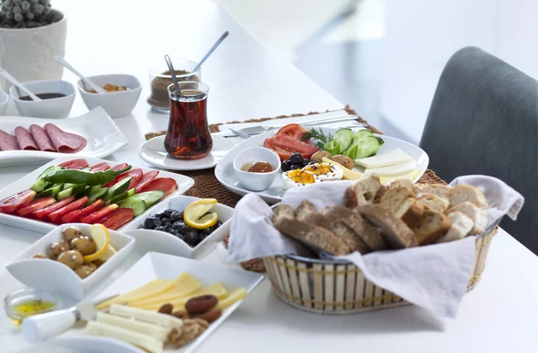 Rich and delicious Turkish breakfast — Stock Photo, Image