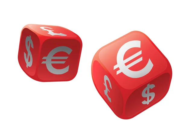 Gamble with money dice — Stock Photo, Image