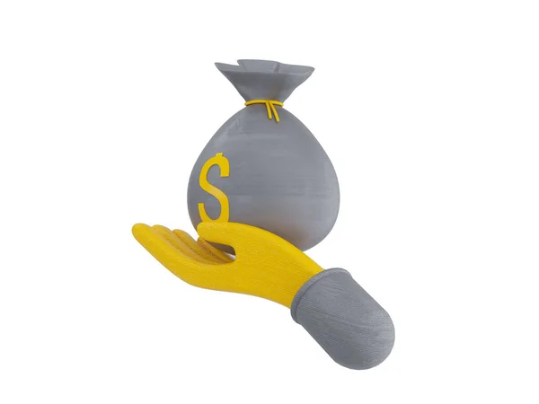 Bundles contanti e monete galleggianti giallo su sfondo grigio. Illustrazione 3d — Foto Stock