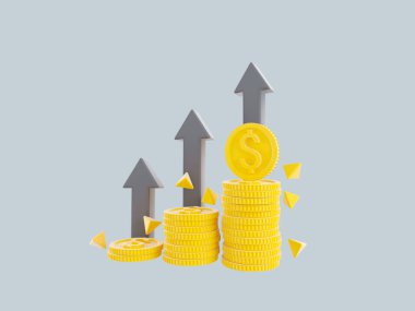 Yatırımdan tasarruf. 3D Icon yatırım stratejisi, ticaret hizmeti, finans yönetimi ile ilişkilidir. Mono Line Pictogram ve Tasarım Elementleri. 3d illüstrasyon