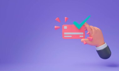 3D eli ve çevrimiçi ödemeler için kredi kartı, online bankacılık ve mor arka planda ödeme işlemleri
