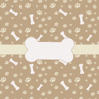 Background with dog paw print and bone clipart