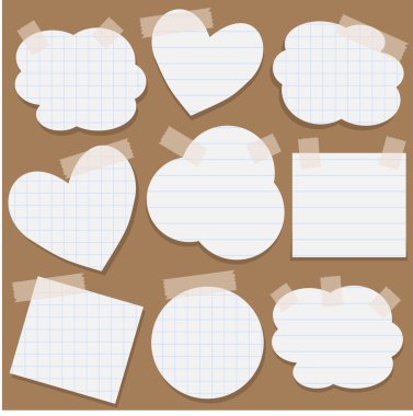 Paper stickers with scotch tape clipart