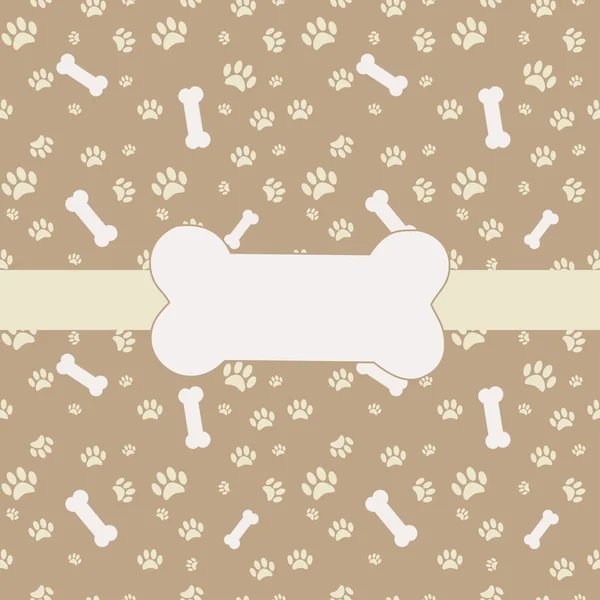 Фон з принтом собачої лапи та кісткою — стоковий вектор