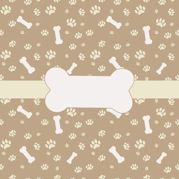 Achtergrond met hond paw print en bot — Stockvector