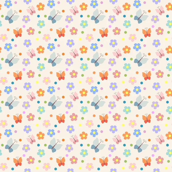 Seamless pattern with flowers and butterflies — Stock Vector