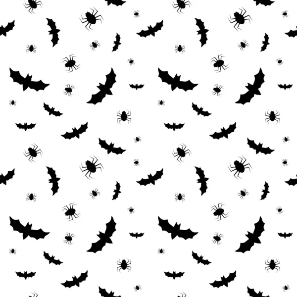 Seamless pattern with bats and spiders — Stock Vector