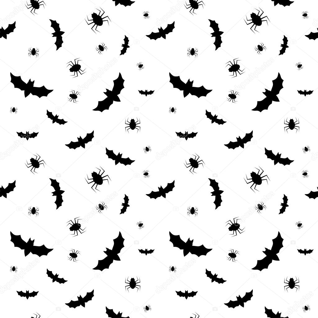 Seamless pattern with bats and spiders