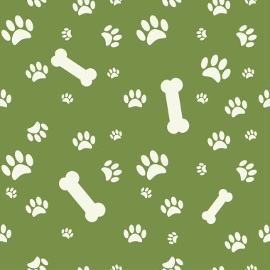 arka plan ile köpek pençe baskı ve yeşil kemik